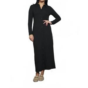 NEW JAPPAREL mackenzie button down ribbed maxi dress in black